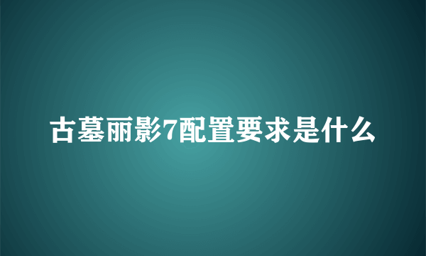 古墓丽影7配置要求是什么