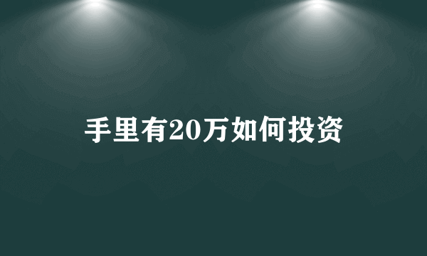 手里有20万如何投资