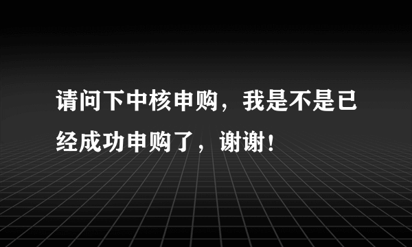 请问下中核申购，我是不是已经成功申购了，谢谢！