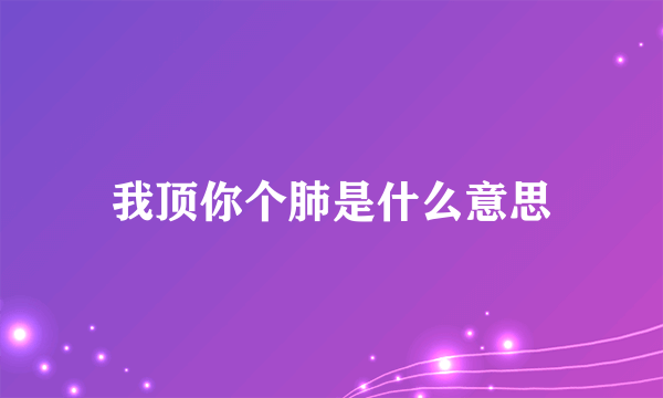 我顶你个肺是什么意思