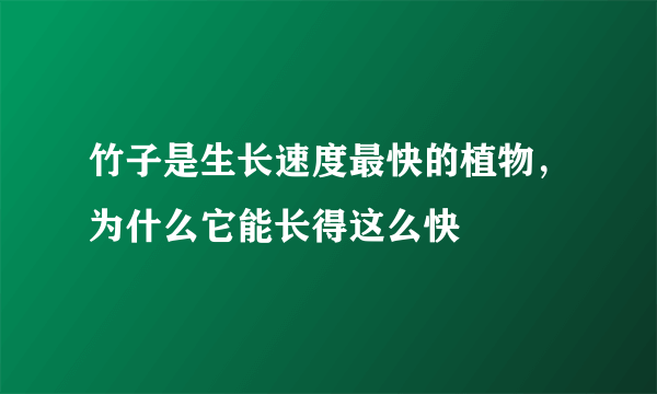 竹子是生长速度最快的植物，为什么它能长得这么快