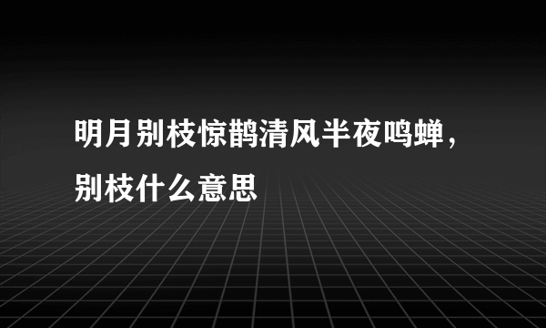 明月别枝惊鹊清风半夜鸣蝉，别枝什么意思