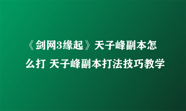 《剑网3缘起》天子峰副本怎么打 天子峰副本打法技巧教学