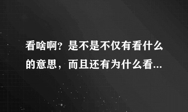 看啥啊？是不是不仅有看什么的意思，而且还有为什么看的意思？