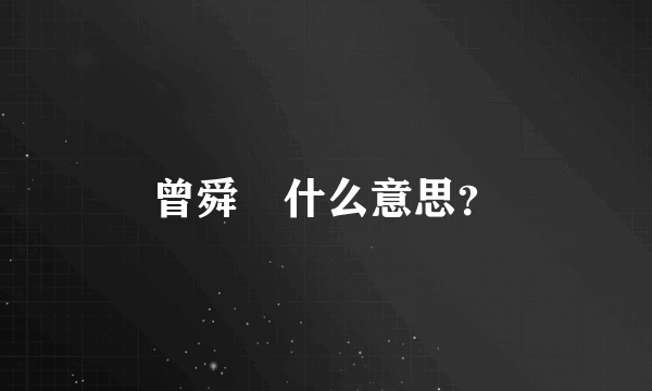 曾舜晞什么意思？