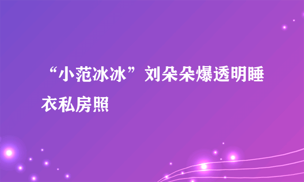 “小范冰冰”刘朵朵爆透明睡衣私房照