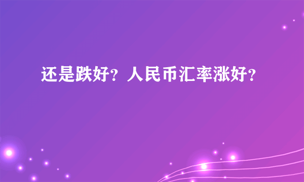 还是跌好？人民币汇率涨好？