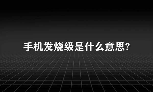 手机发烧级是什么意思?