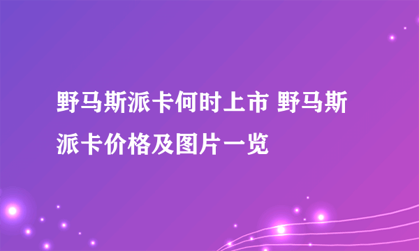 野马斯派卡何时上市 野马斯派卡价格及图片一览