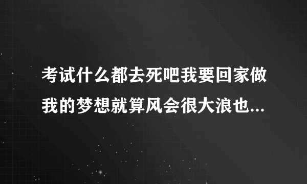 考试什么都去死吧我要回家做我的梦想就算风会很大浪也很大回家种田吧？