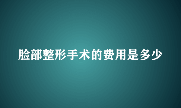 脸部整形手术的费用是多少