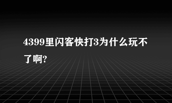 4399里闪客快打3为什么玩不了啊?