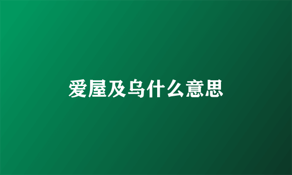 爱屋及乌什么意思