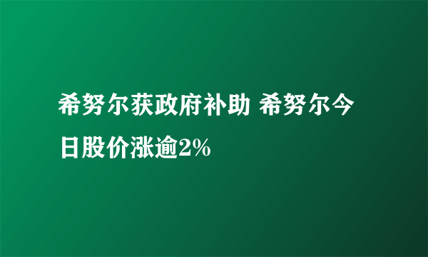 希努尔获政府补助 希努尔今日股价涨逾2%