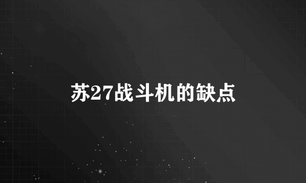 苏27战斗机的缺点