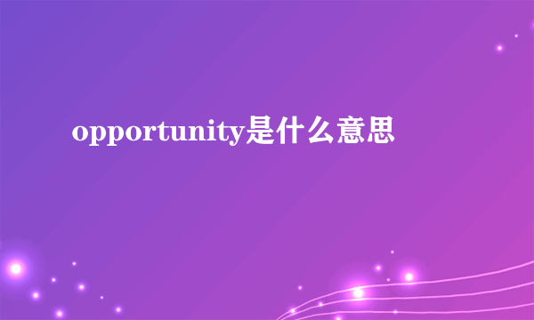 opportunity是什么意思