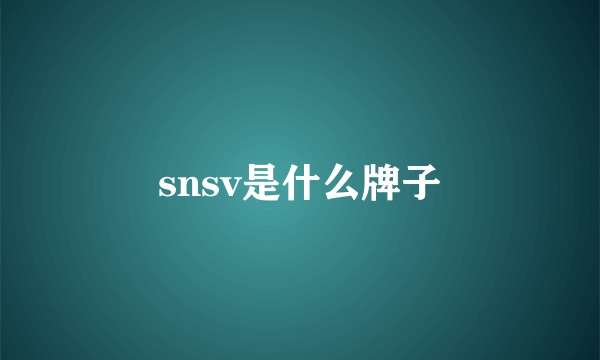 snsv是什么牌子