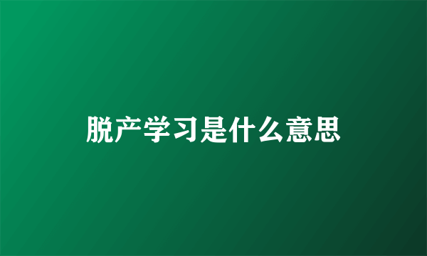 脱产学习是什么意思