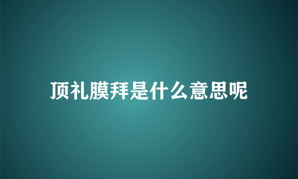 顶礼膜拜是什么意思呢