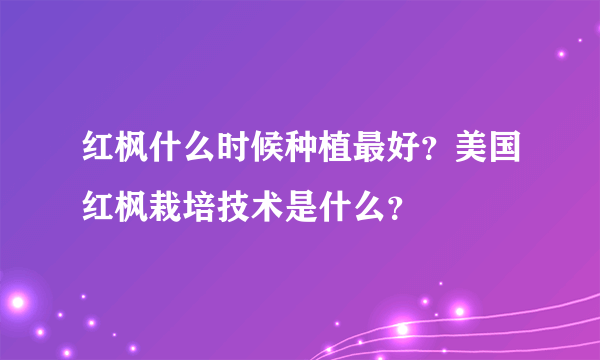 红枫什么时候种植最好？美国红枫栽培技术是什么？