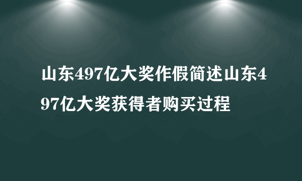 山东497亿大奖作假简述山东497亿大奖获得者购买过程