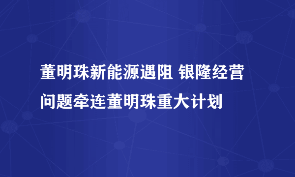 董明珠新能源遇阻 银隆经营问题牵连董明珠重大计划