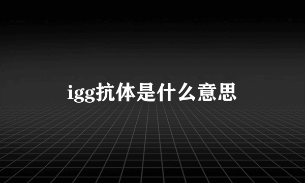 igg抗体是什么意思