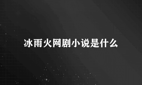 冰雨火网剧小说是什么