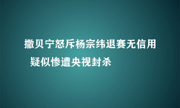 撒贝宁怒斥杨宗纬退赛无信用  疑似惨遭央视封杀