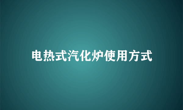 电热式汽化炉使用方式