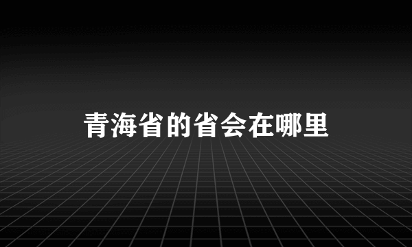 青海省的省会在哪里