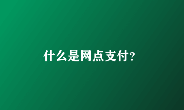 什么是网点支付？