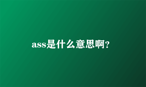 ass是什么意思啊？