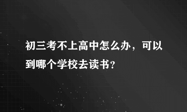 初三考不上高中怎么办，可以到哪个学校去读书？