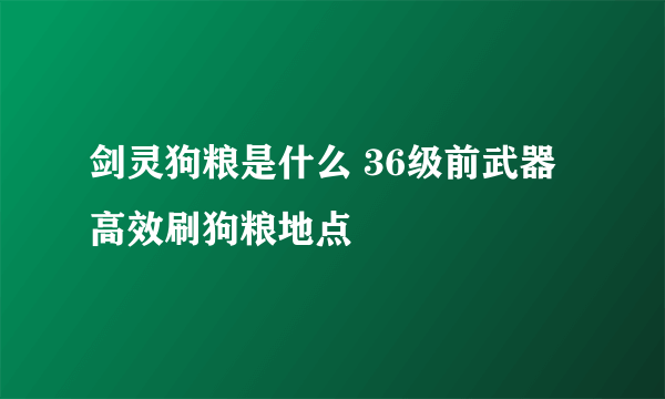 剑灵狗粮是什么 36级前武器高效刷狗粮地点