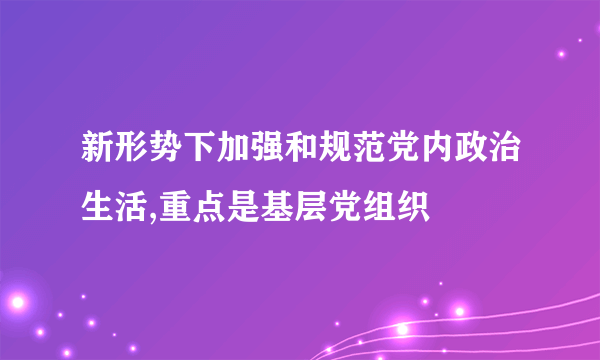 新形势下加强和规范党内政治生活,重点是基层党组织