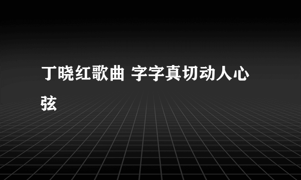 丁晓红歌曲 字字真切动人心弦