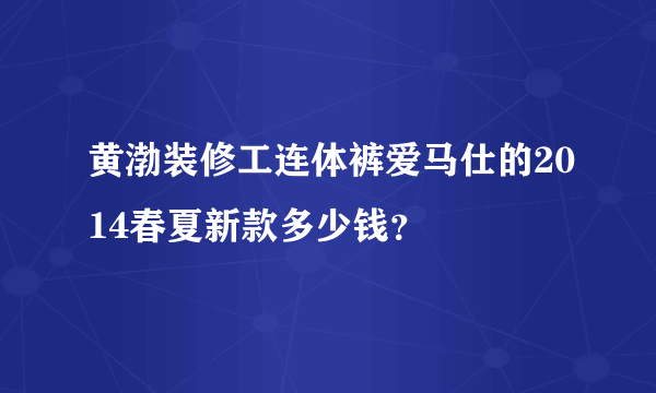 黄渤装修工连体裤爱马仕的2014春夏新款多少钱？