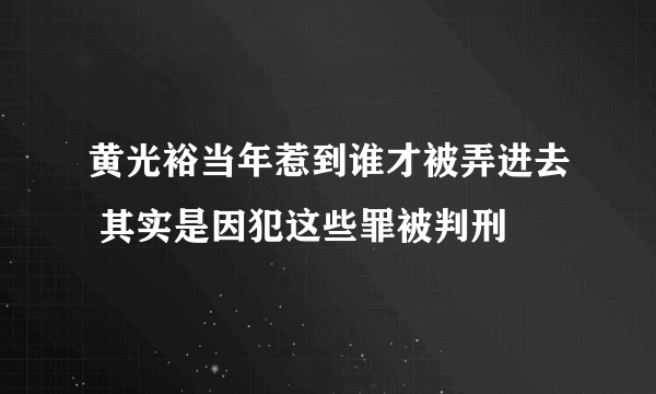 黄光裕当年惹到谁才被弄进去 其实是因犯这些罪被判刑