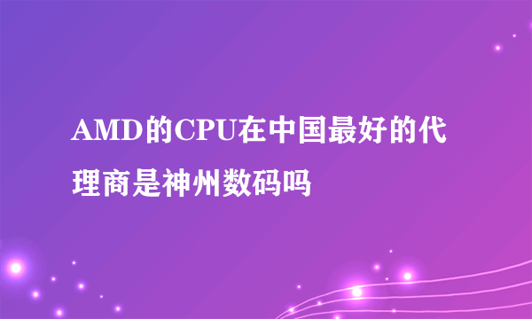 AMD的CPU在中国最好的代理商是神州数码吗