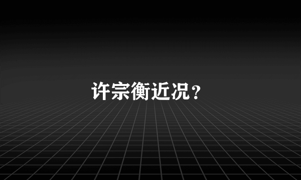 许宗衡近况？