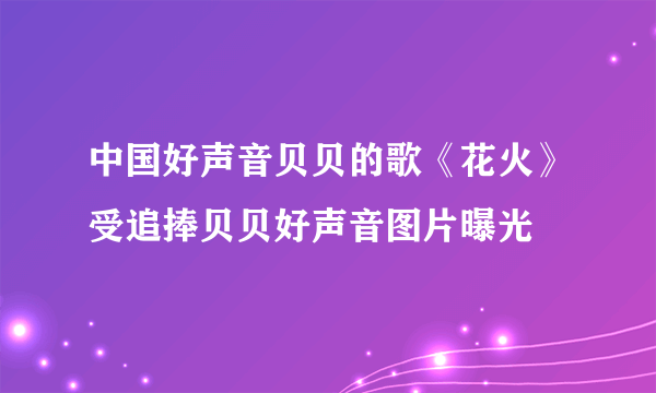 中国好声音贝贝的歌《花火》受追捧贝贝好声音图片曝光