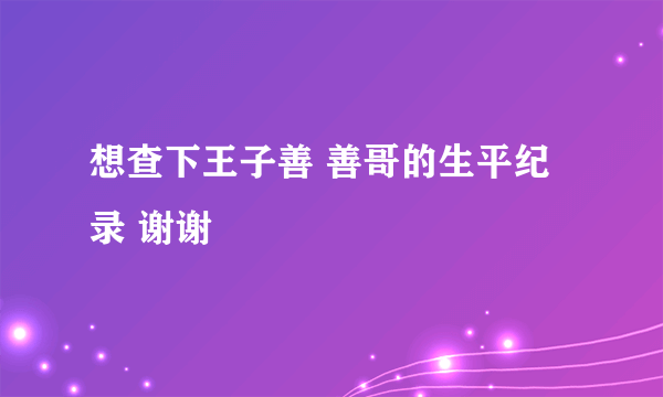 想查下王子善 善哥的生平纪录 谢谢