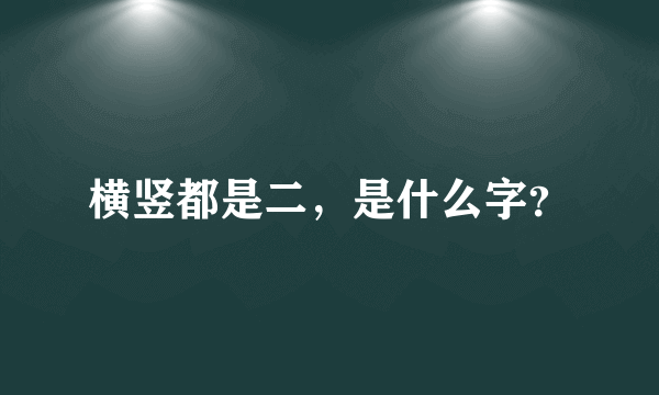 横竖都是二，是什么字？