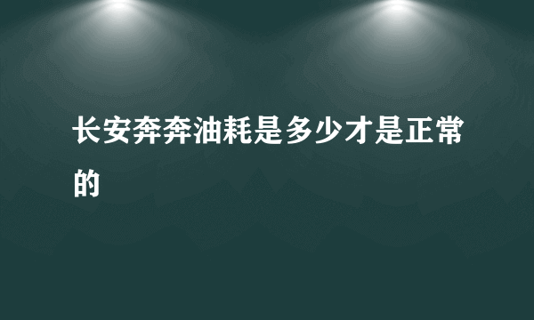 长安奔奔油耗是多少才是正常的