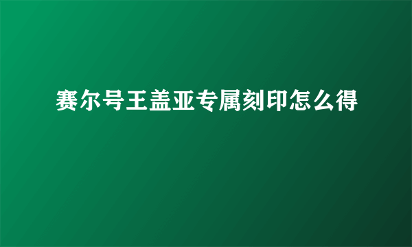 赛尔号王盖亚专属刻印怎么得