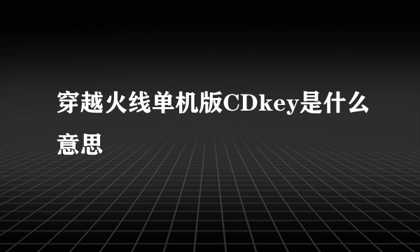 穿越火线单机版CDkey是什么意思