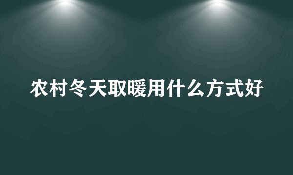 农村冬天取暖用什么方式好