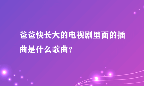 爸爸快长大的电视剧里面的插曲是什么歌曲？