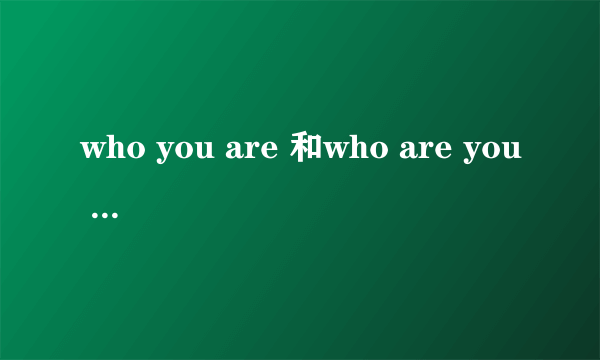 who you are 和who are you 有什么区别?